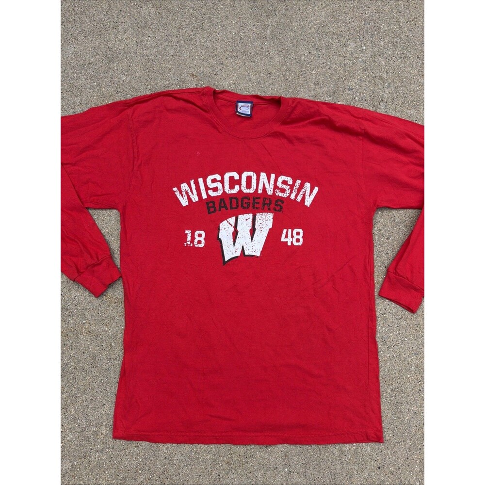 Cadre Athletic University Of Wisconsin Badgers Logo Red Long Sleeve Large Shirt